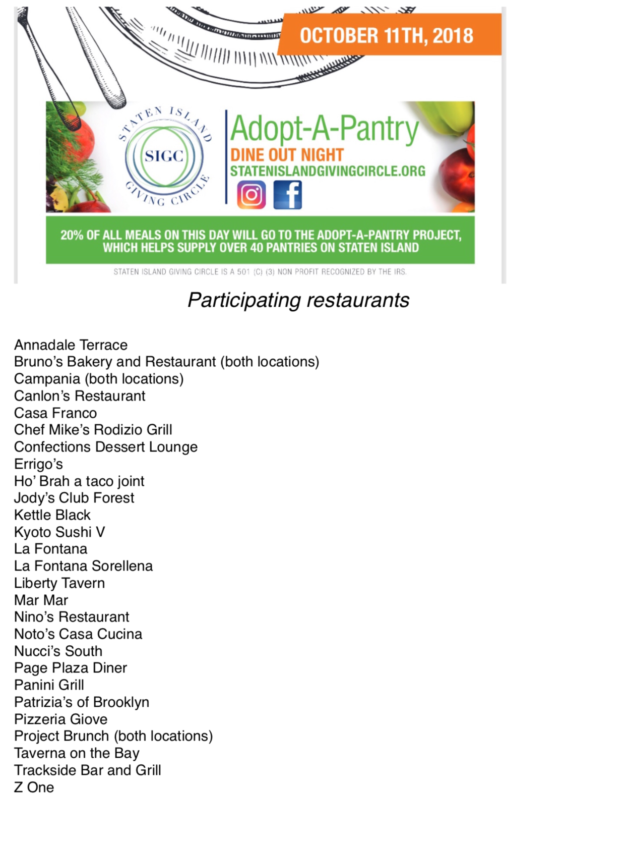 Adopt A Pantry Dine Out